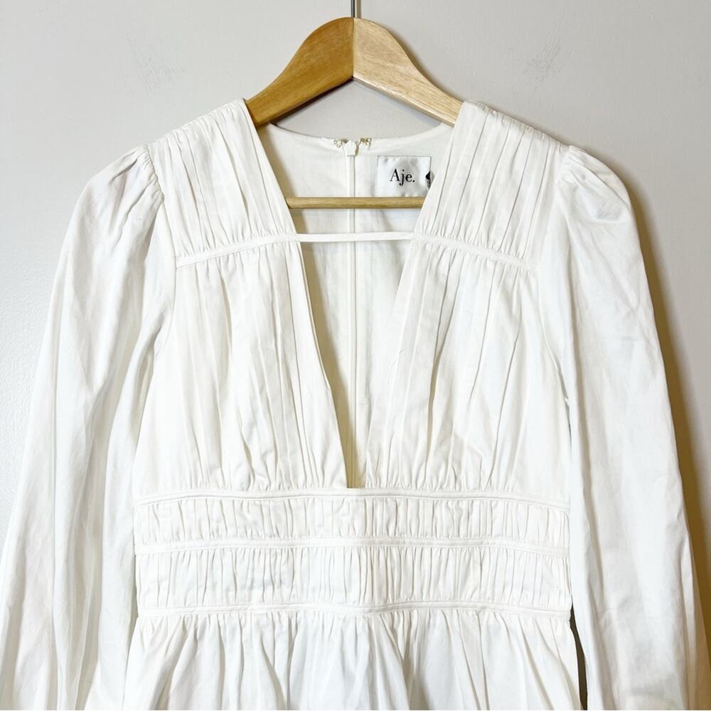 Aje Fallingwater Gathered Mini Dress Ivory Size 4 NWT - Picture 4 of 14